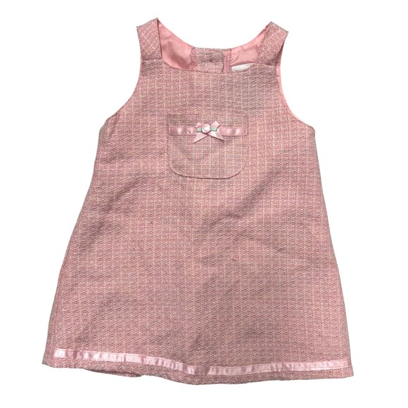 Other - Coquette Pink Tweed Bow Jumper Dress 18M Preppy Classic Girly Pastel Old Money